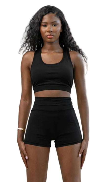 Sports Bra & High-Waisted Shorts Set